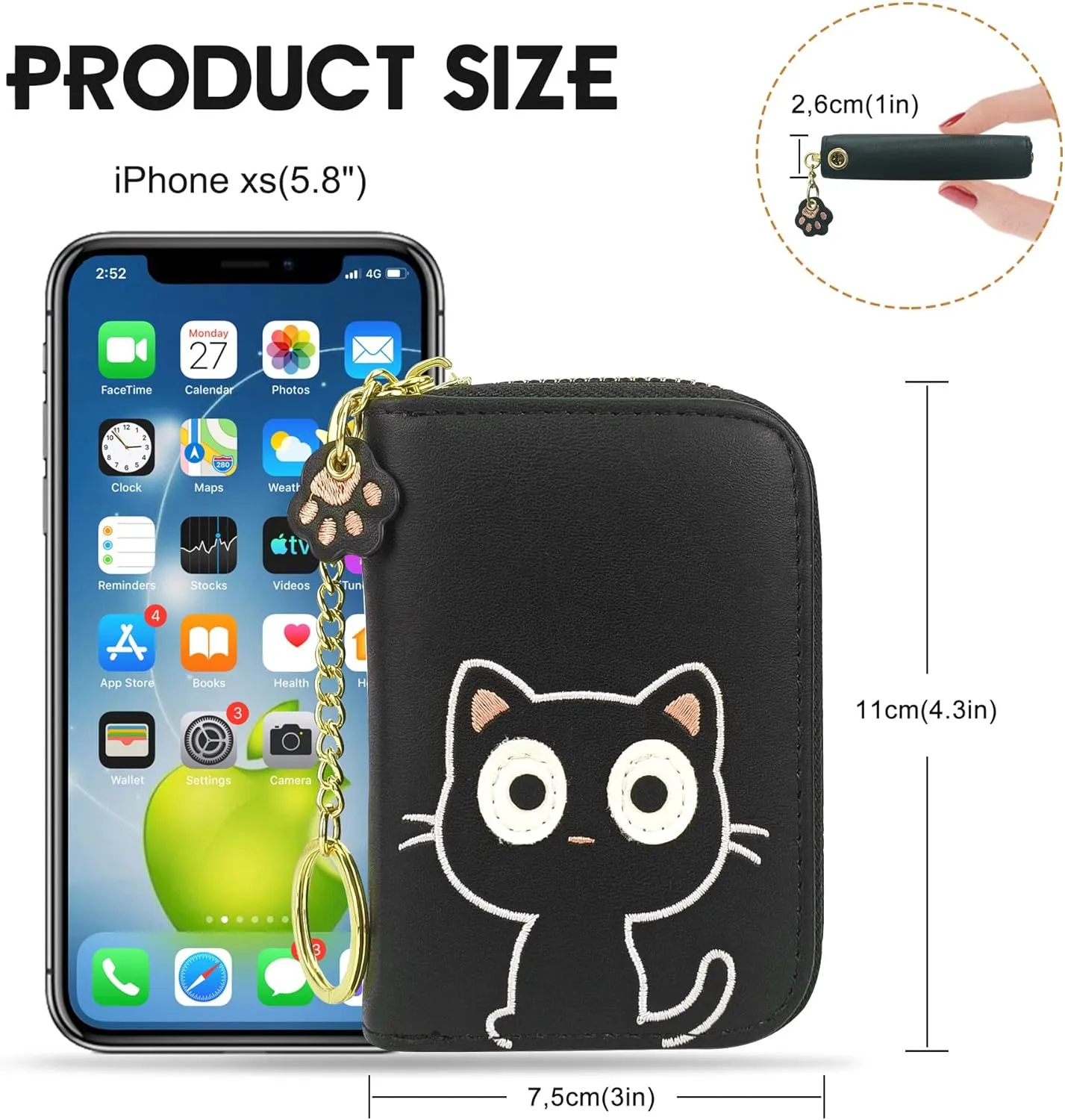CONISY Cute Credit Card Holder for Women, RFID Leather Small Card Holder Wallet - Smiley