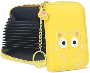 CONISY Cute Credit Card Holder for Women, RFID Leather Small Card Holder Wallet - Smiley