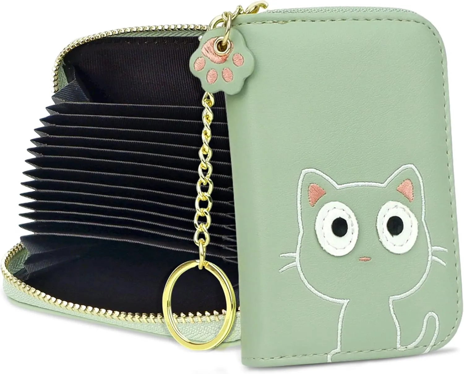 CONISY Cute Credit Card Holder for Women, RFID Leather Small Card Holder Wallet - Smiley