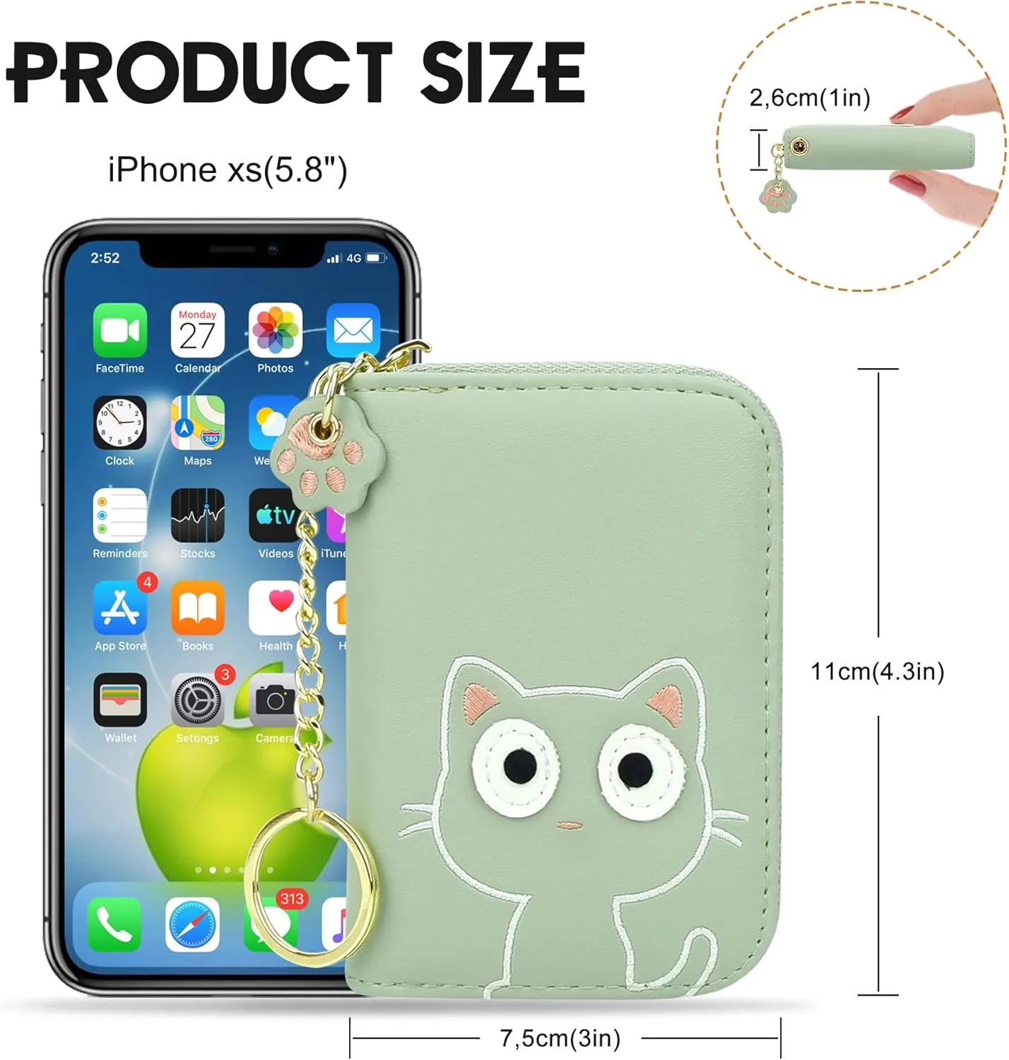 CONISY Cute Credit Card Holder for Women, RFID Leather Small Card Holder Wallet - Smiley