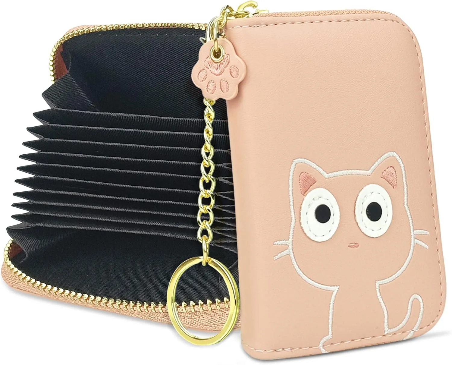 CONISY Cute Credit Card Holder for Women, RFID Leather Small Card Holder Wallet - Smiley