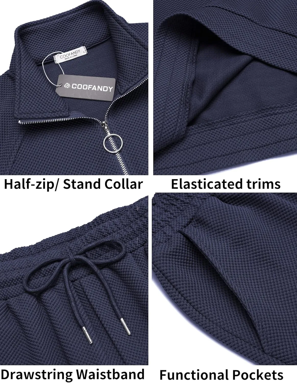 COOFANDY Men's Tracksuit 2 Piece Relaxed Fit Half-zip Sweatsuits Athletic Running Jogging Suit Sets