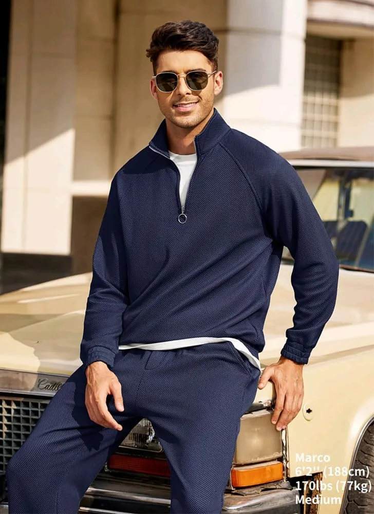 COOFANDY Men's Tracksuit 2 Piece Relaxed Fit Half-zip Sweatsuits Athletic Running Jogging Suit Sets