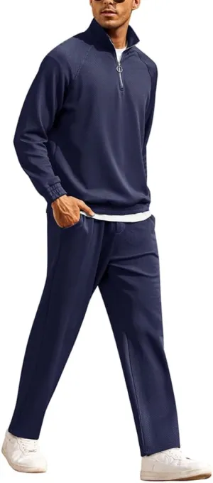 COOFANDY Men's Tracksuit 2 Piece Relaxed Fit Half-zip Sweatsuits Athletic Running Jogging Suit Sets