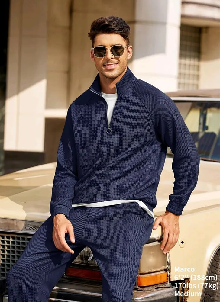 COOFANDY Men's Tracksuit 2 Piece Relaxed Fit Half-zip Sweatsuits Athletic Running Jogging Suit Sets