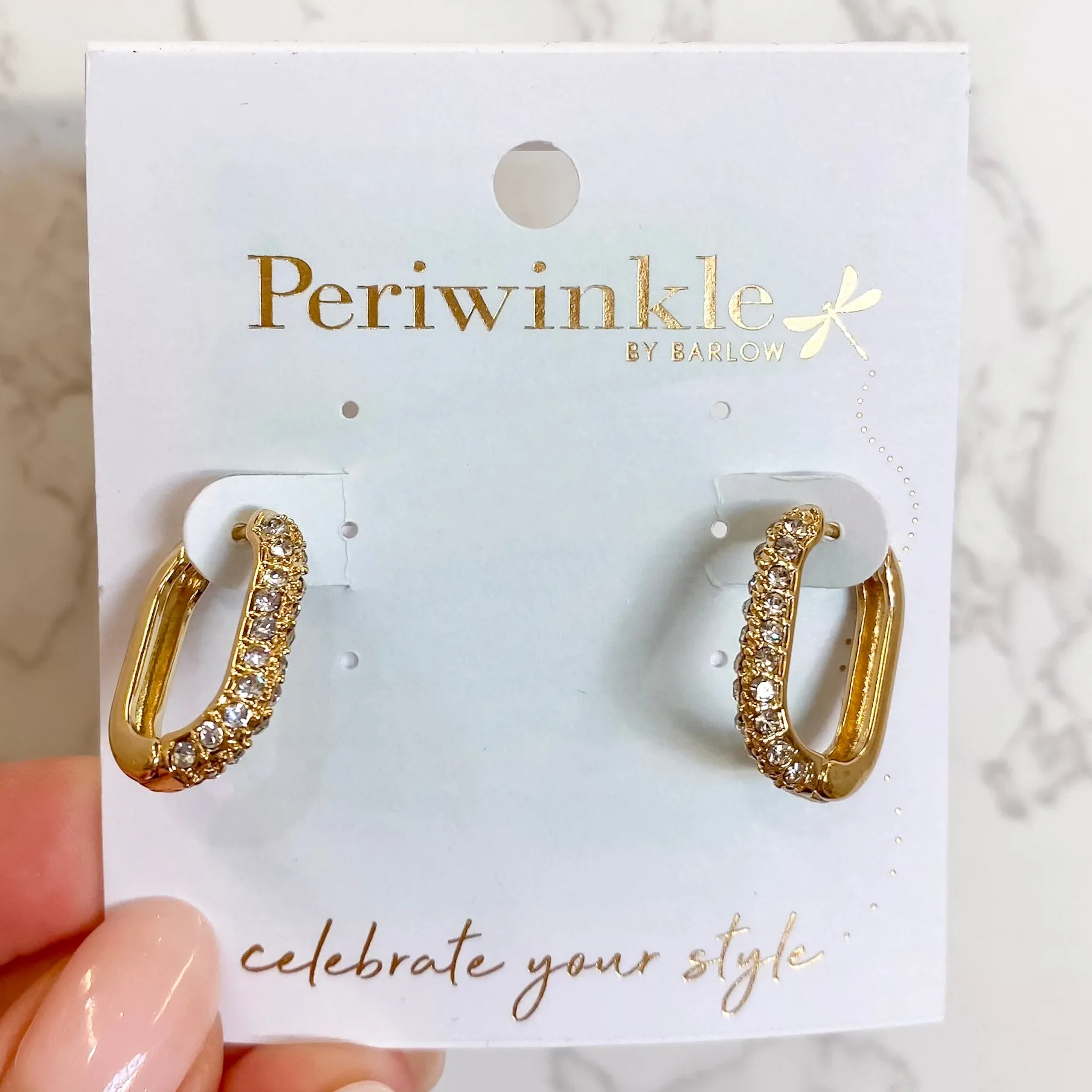 Crystal Studded Gold Huggies