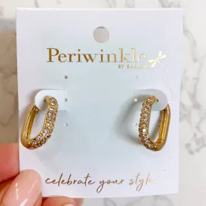 Crystal Studded Gold Huggies