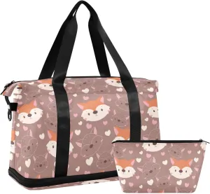 Cute Animals Face Floral Big Duffle Bags for Travel Waterproof Exercise Bags for Women Gym, Weekender Bags for Women