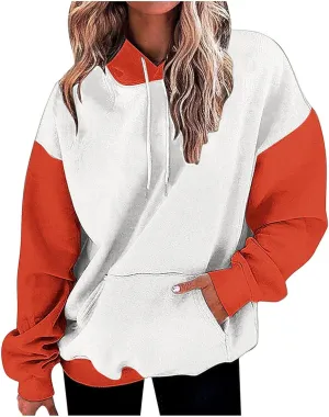 Dademeo Women's Oversized Sweatshirt Casual Long Sleeve Color Block Hooded Pullover Tops Loose Fit Sports Hoodies with Pocket