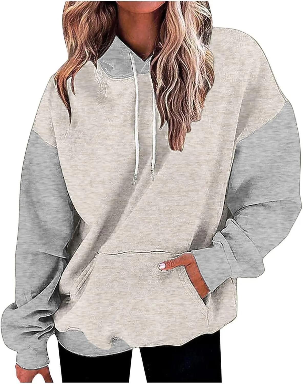 Dademeo Women's Oversized Sweatshirt Casual Long Sleeve Color Block Hooded Pullover Tops Loose Fit Sports Hoodies with Pocket