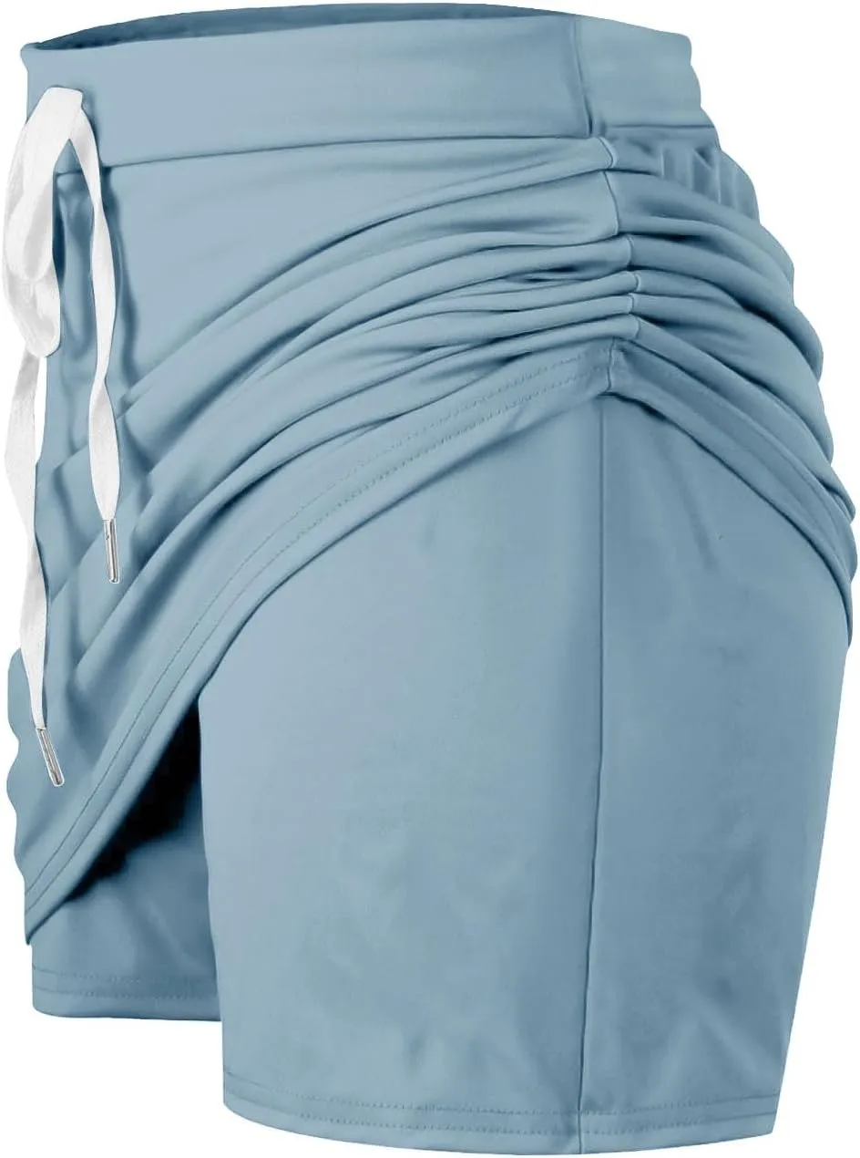 DDAPJ pyju Tennis Skirts for Women Summer Drawstring High Waisted Golf Skorts Running Athletic Skorts for Pickleball Casual