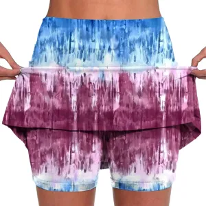 DDAPJ pyju Women Tennis Skirts High Waisted Active Performance Golf Skort Trendy Printed Skirt with Shorts Workout Outfits