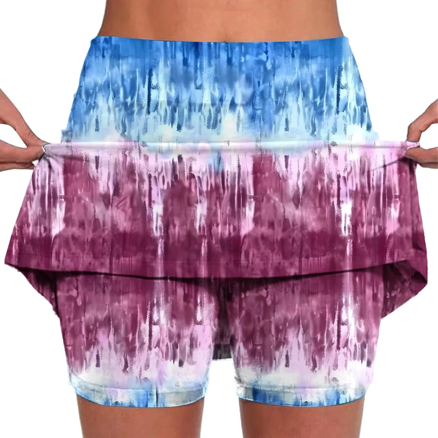 DDAPJ pyju Women Tennis Skirts High Waisted Active Performance Golf Skort Trendy Printed Skirt with Shorts Workout Outfits