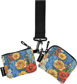Delphinium Rose Blue Women's Coin Purses Card Cases Cute Fashion Zipper Wristlet Wallet with Wristle Strap for Work Travel 2 Pcs