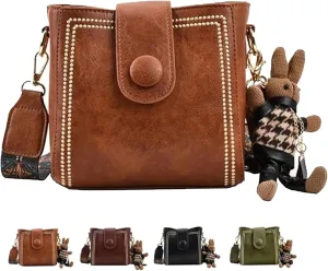 Dragentle Vintage Fashion Bag with Adjustable Wider Shoulder Strap, Bootara Bucket Bag, lovely Doll Pendants
