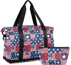 Ethnic Flag Print Sports Gym Bag with Waterproof Dry Wet Pocket, Travel Duffel Bag for Women MenWorkout Bag Fits Yoga, Swimming