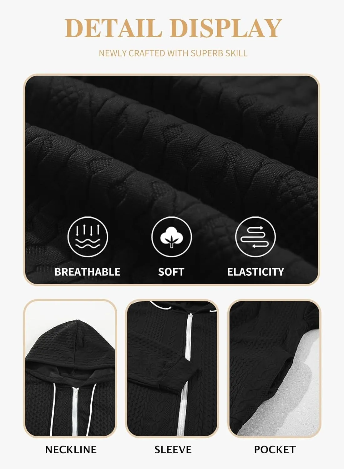 Eytino Womens Plus Size Hoodies Sweatshirt Long Sleeve Zip Up Drawstring Jacket Coat Outwear with Pocket(1X-5X)