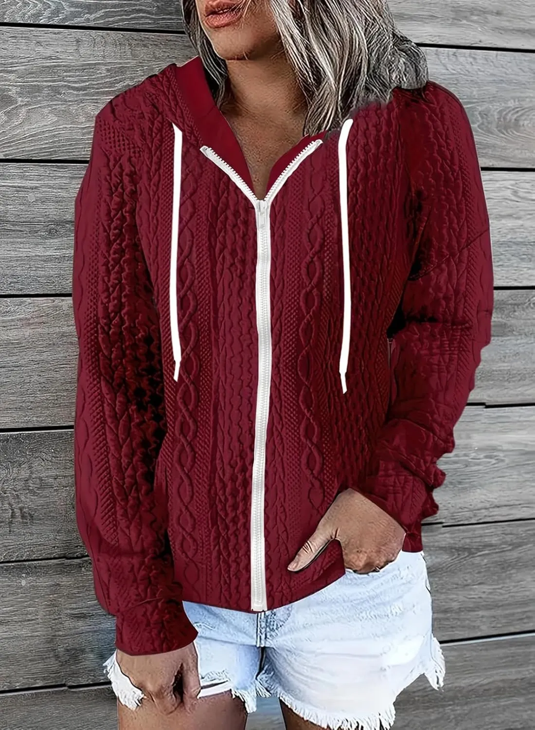 Eytino Womens Plus Size Hoodies Sweatshirt Long Sleeve Zip Up Drawstring Jacket Coat Outwear with Pocket(1X-5X)