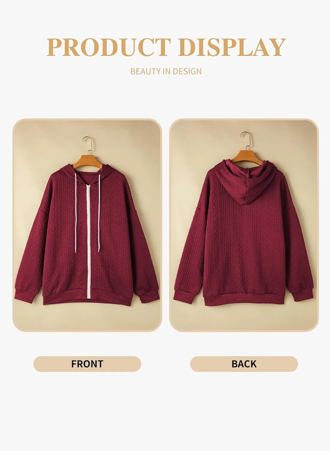 Eytino Womens Plus Size Hoodies Sweatshirt Long Sleeve Zip Up Drawstring Jacket Coat Outwear with Pocket(1X-5X)