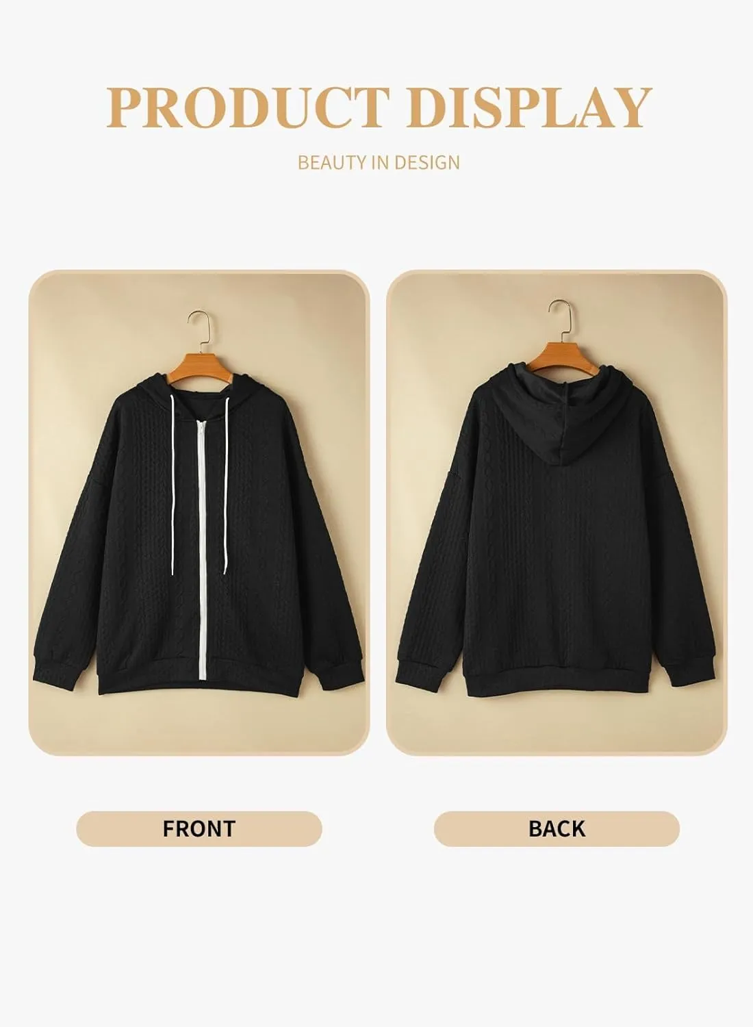 Eytino Womens Plus Size Hoodies Sweatshirt Long Sleeve Zip Up Drawstring Jacket Coat Outwear with Pocket(1X-5X)