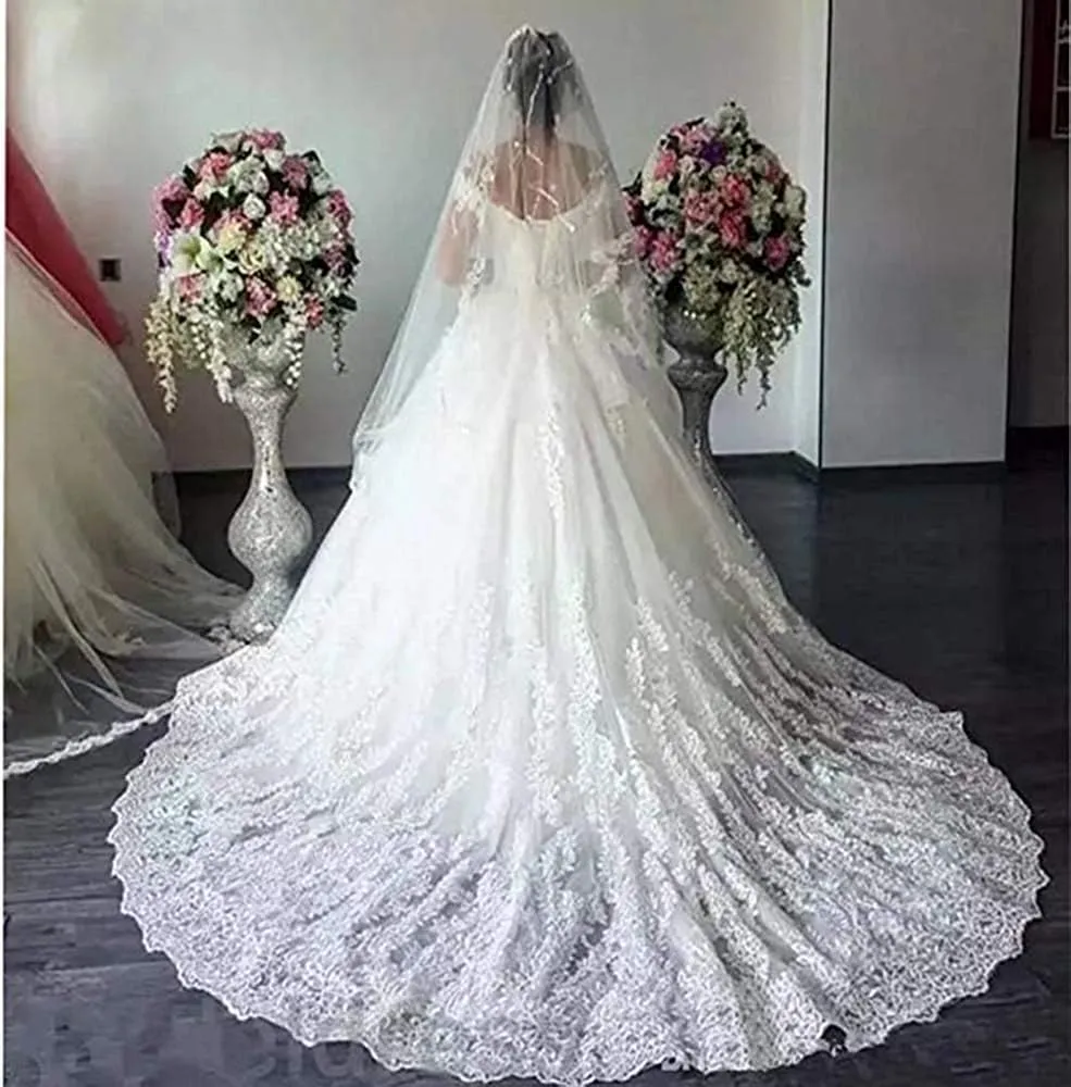 Fanciest Women's Lace Wedding Dresses for Bride 2024 Ball Gowns White