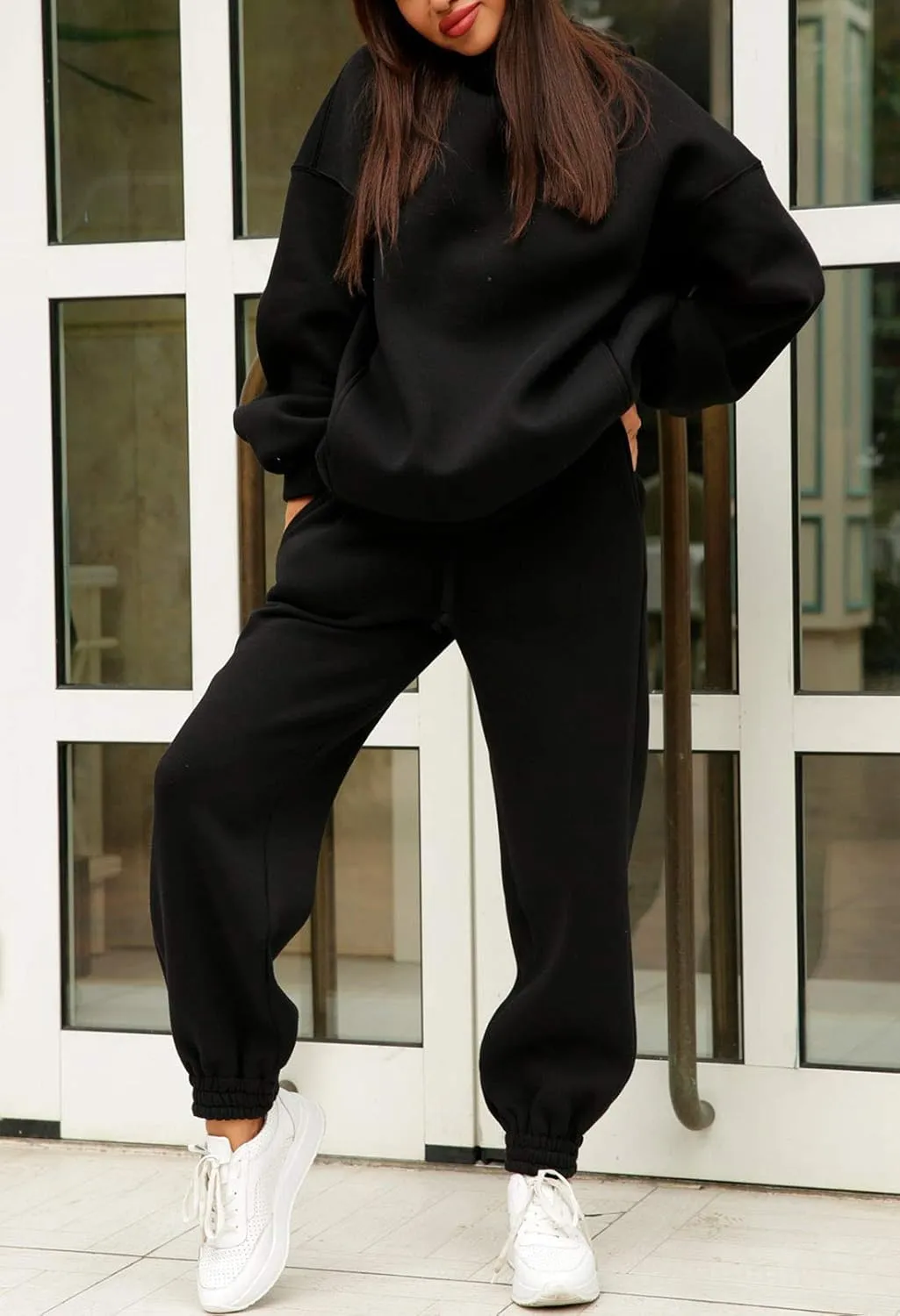 Fixmatti Women Hoodies Tracksuit Long Sleeve Sweatshirts Jogger Pant 2 Piece Outfits