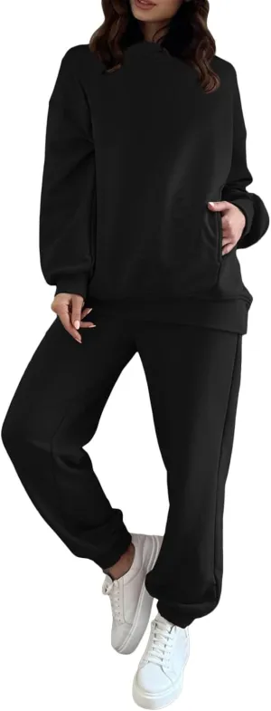 Fixmatti Women Hoodies Tracksuit Long Sleeve Sweatshirts Jogger Pant 2 Piece Outfits