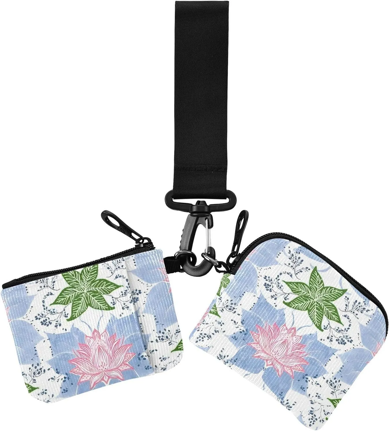flower Peach Summer Boho Dual Wristlet Wallets for Women Large Capacity Coin Purse Change Holder with Keychain for Women 2 Packs