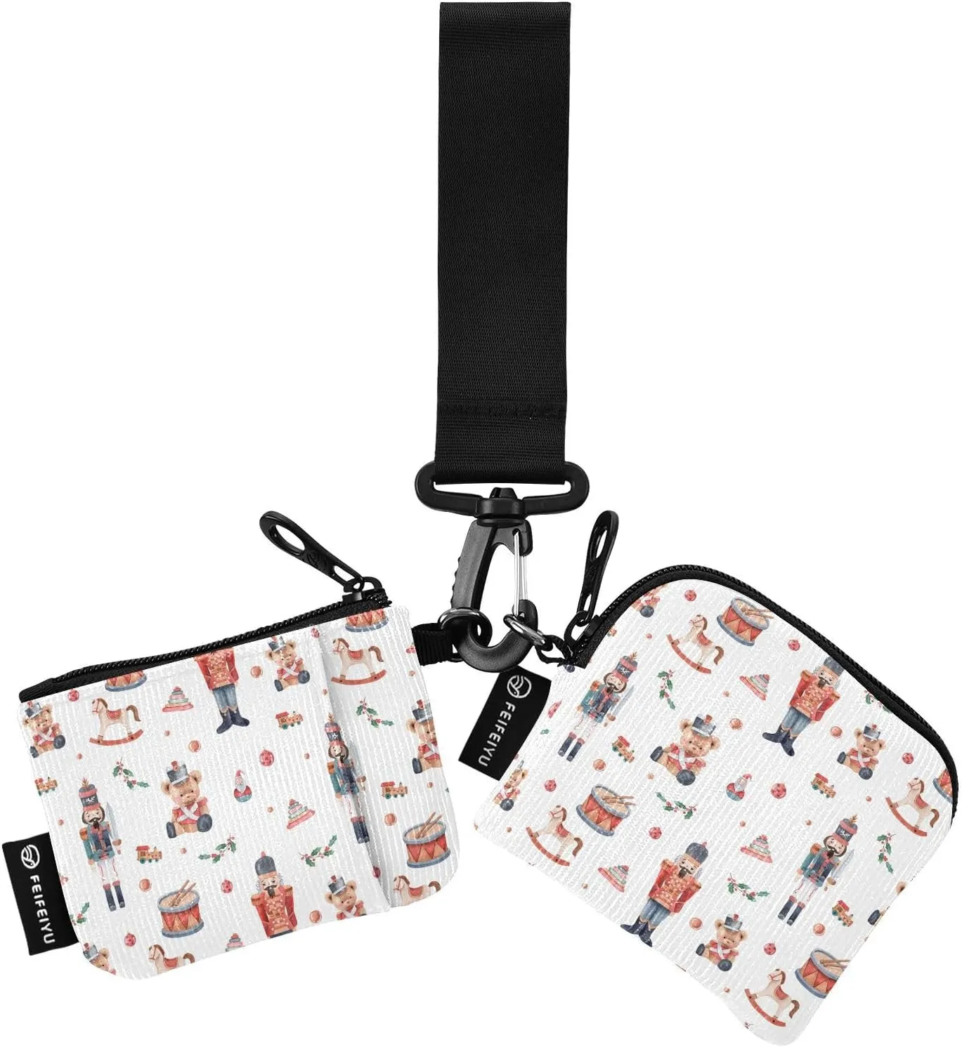 FRODOTGV Christmas Nutcrackers Dual Wristlet Wallets for Women Small Portable Key Chain Wallet Change Purse with Zipper Coin Pocket for Women Men 2 Packs