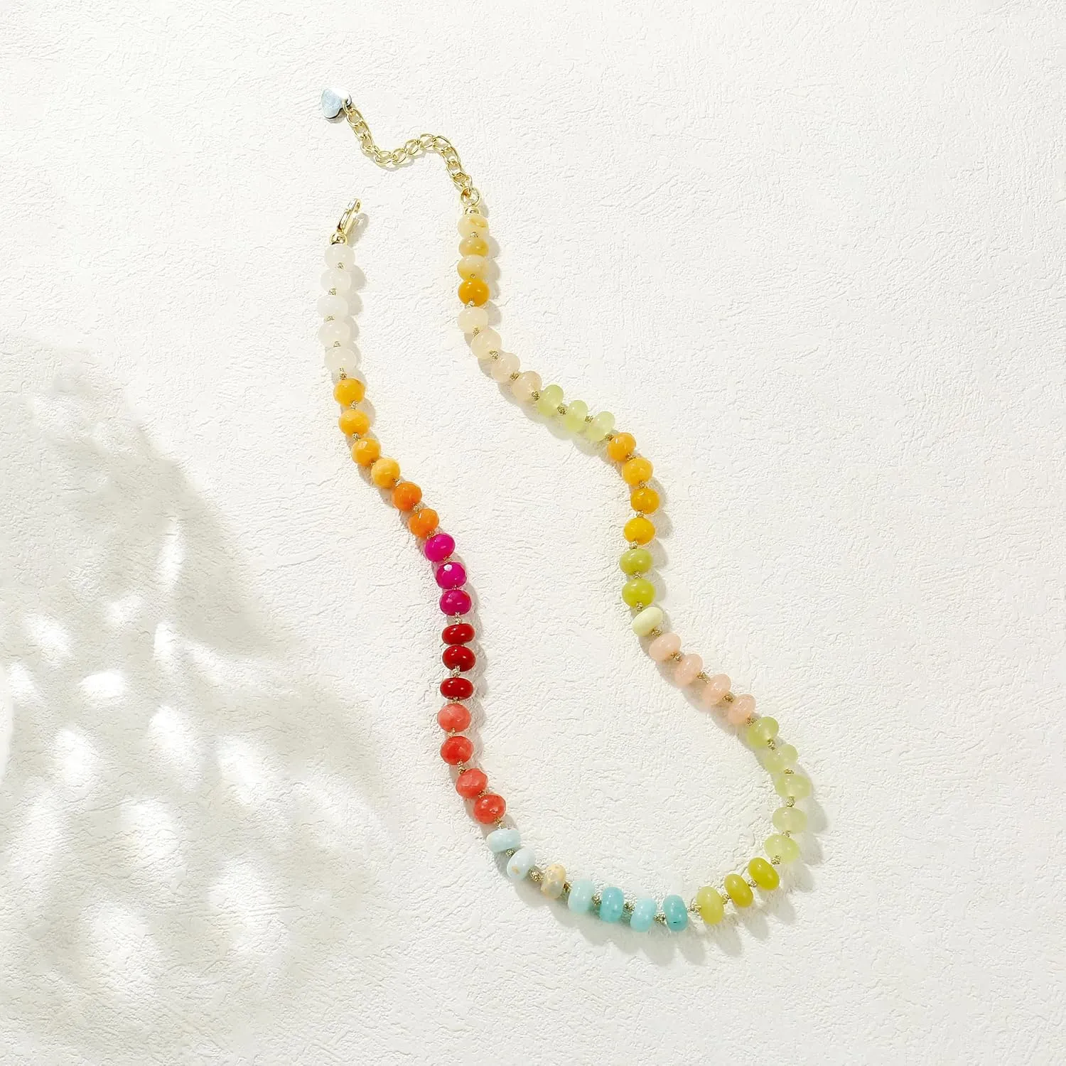 Gemstone Beaded Necklace for Women Colorful Natural Stone Freshwater Pearl Surfer Beach Rainbow Necklace Jewelry Gift