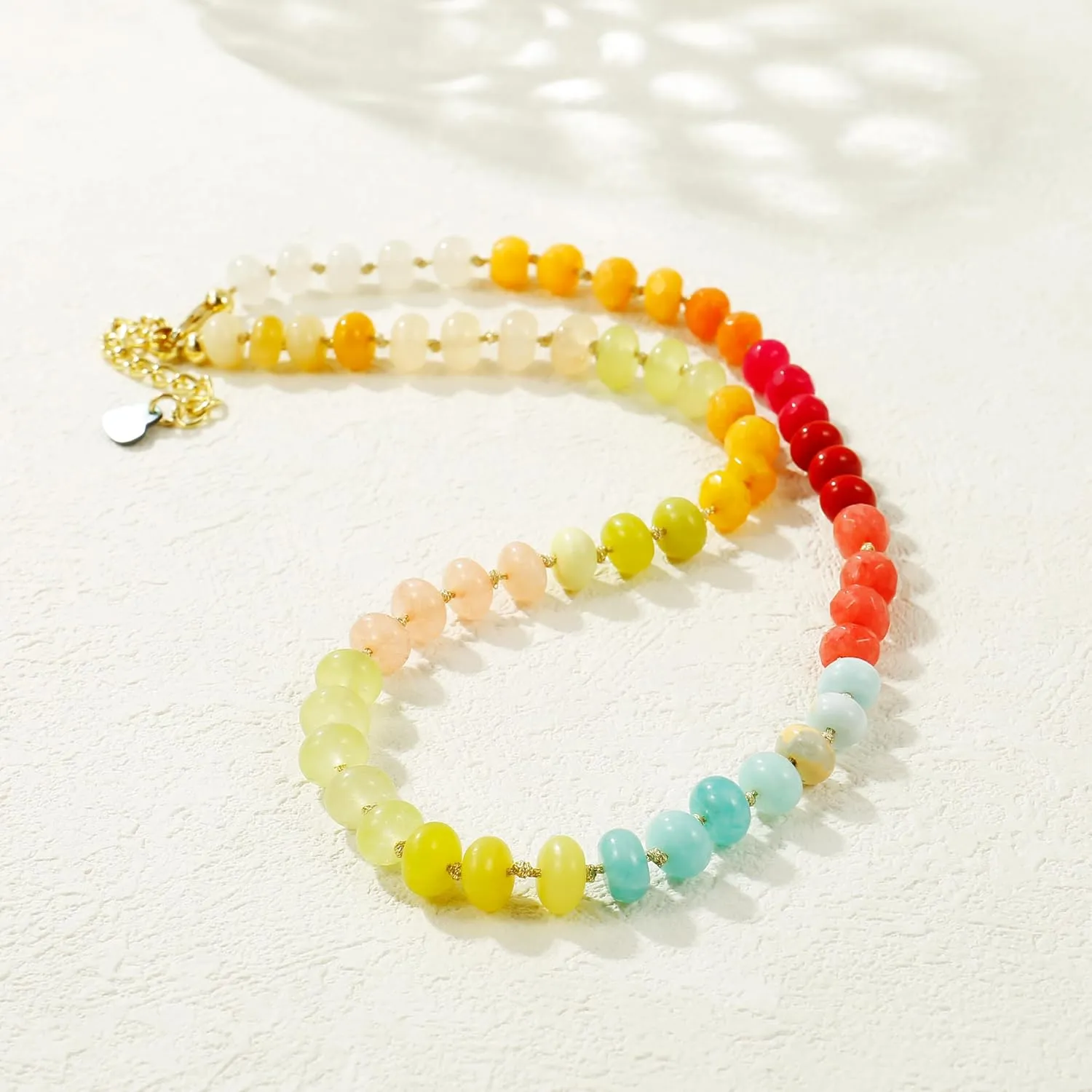 Gemstone Beaded Necklace for Women Colorful Natural Stone Freshwater Pearl Surfer Beach Rainbow Necklace Jewelry Gift