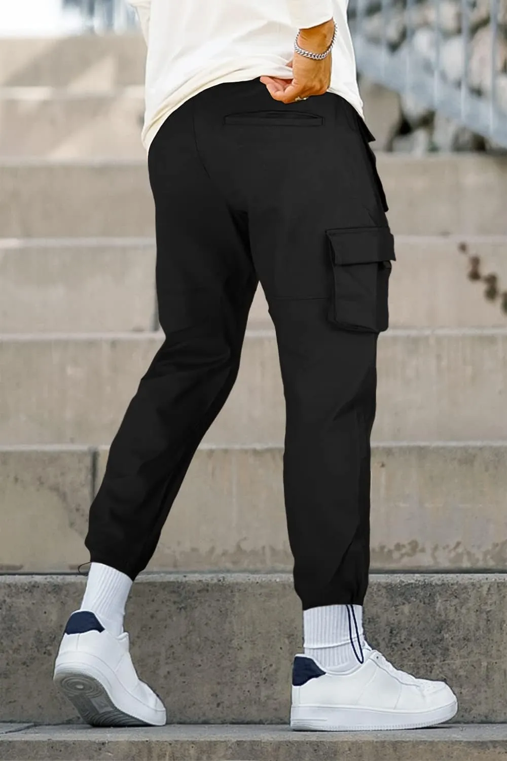 GINGTTO Men's Casual Cargo Pants Elastic Waist Camo Pants Hiking Joggers