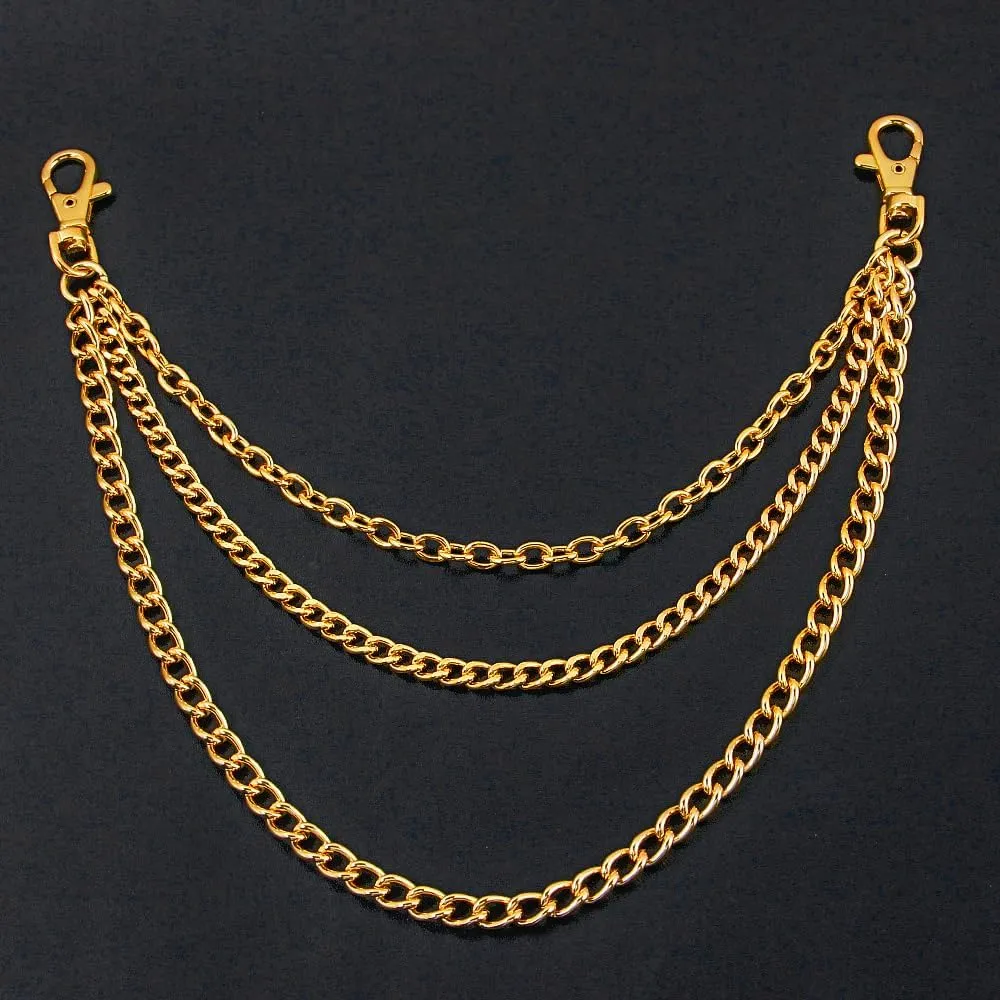 Gold/Silver Customizable Pocket Watch14 Inch Chain with Twisted Thick & T Bar & Lobster Clasps Custom Watch Chain Link Vest for Your Pocket Watch
