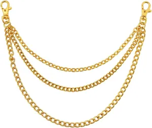 Gold/Silver Customizable Pocket Watch14 Inch Chain with Twisted Thick & T Bar & Lobster Clasps Custom Watch Chain Link Vest for Your Pocket Watch