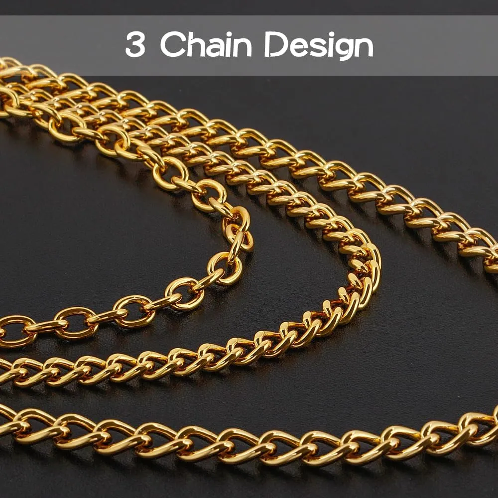 Gold/Silver Customizable Pocket Watch14 Inch Chain with Twisted Thick & T Bar & Lobster Clasps Custom Watch Chain Link Vest for Your Pocket Watch
