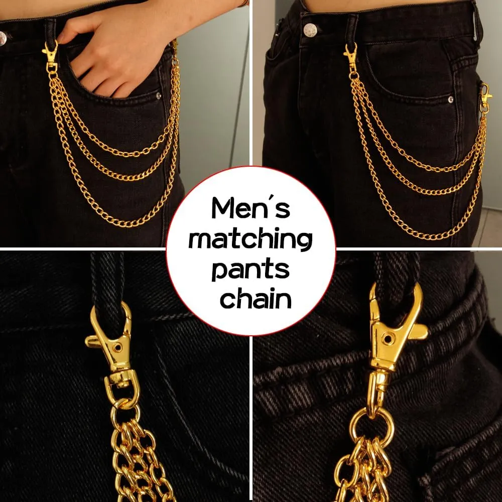 Gold/Silver Customizable Pocket Watch14 Inch Chain with Twisted Thick & T Bar & Lobster Clasps Custom Watch Chain Link Vest for Your Pocket Watch