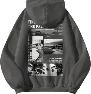 GORGLITTER Women's Plus Size Oversized Graphic Hoodies Drawstring Long Sleeve Loose Hooded Sweatshirts