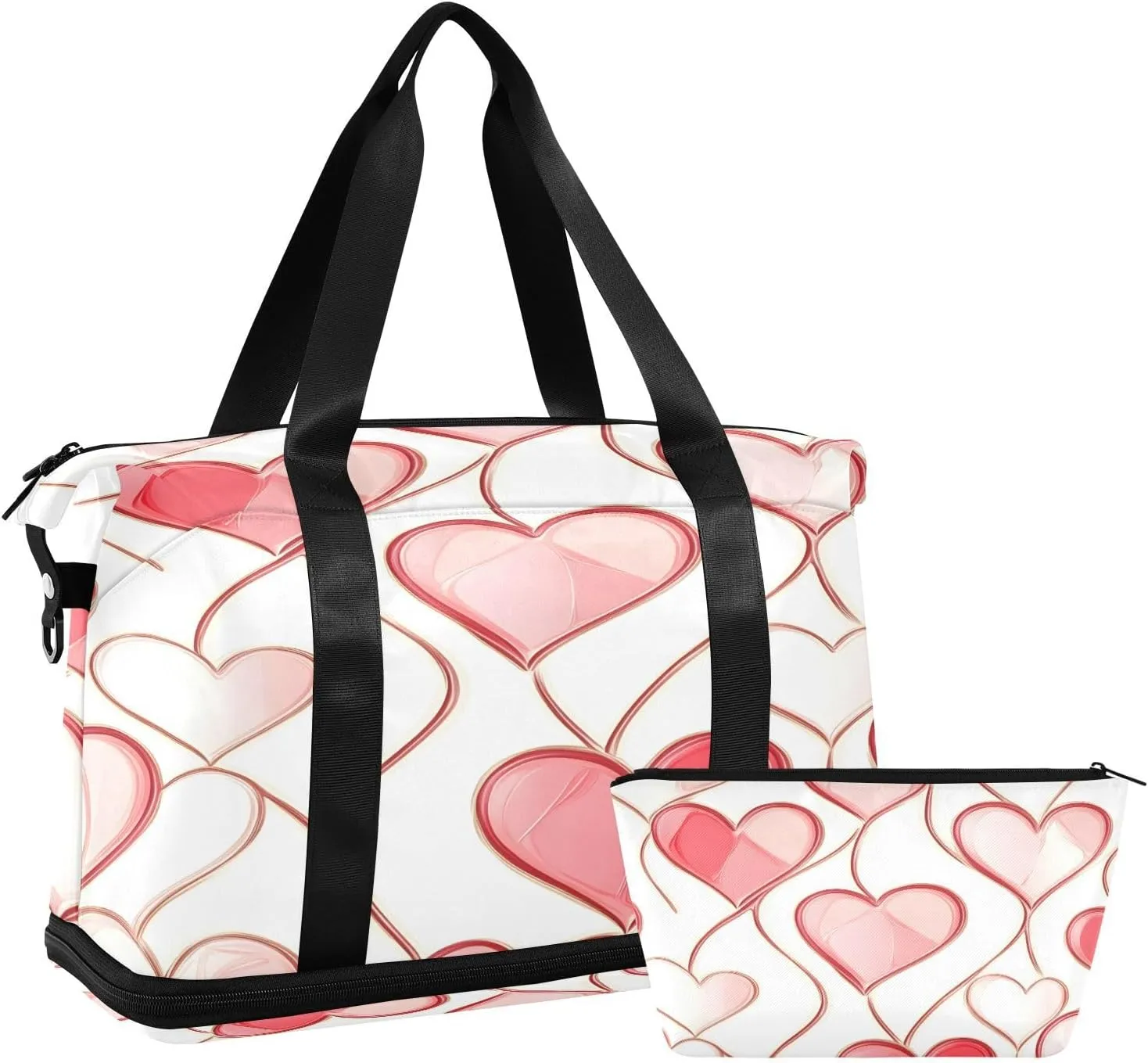 Hearts Sports Gym Bag with Waterproof Dry Wet Pocket, Travel Duffel Bag for Women MenWorkout Bag Fits Yoga, Swimming