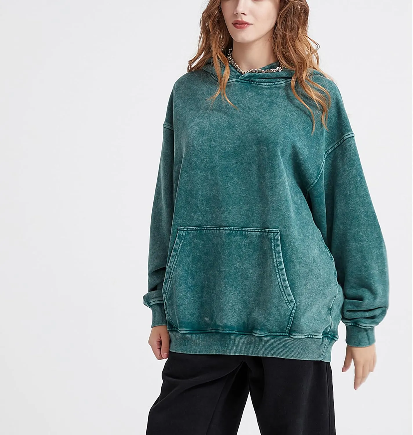 Hixiaohe Womens Oversized Hoodie Long Sleeve Sweatshirt Vintage Heavyweight Hoodies for Women Acid Wash Fall Pullover Top