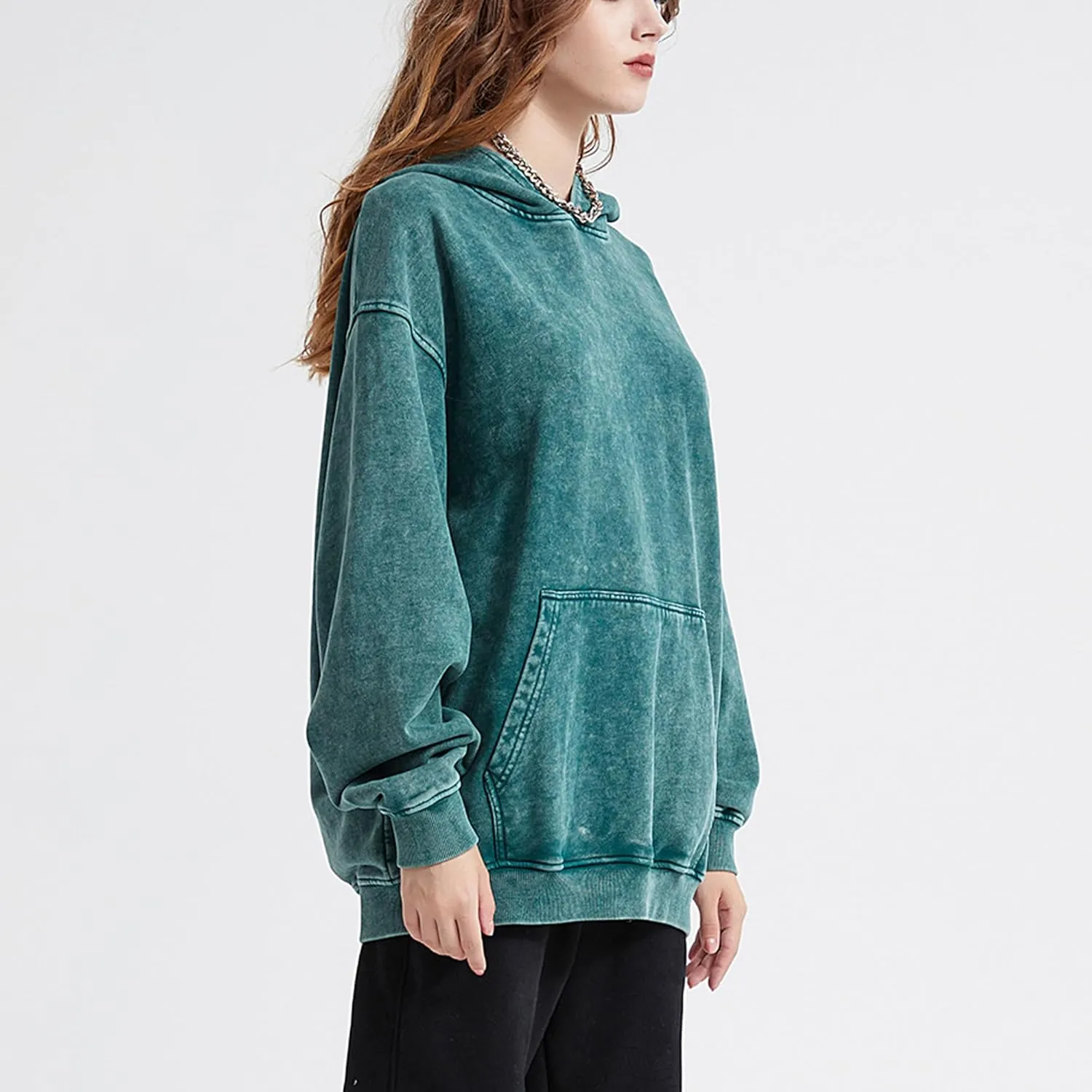 Hixiaohe Womens Oversized Hoodie Long Sleeve Sweatshirt Vintage Heavyweight Hoodies for Women Acid Wash Fall Pullover Top