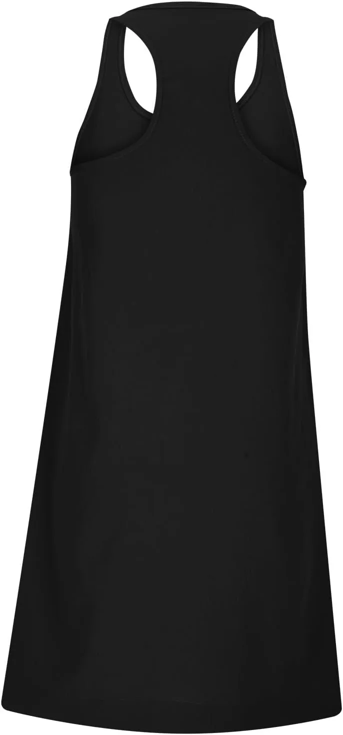 hlysgo Sundresses for Women 2024 Summer Sleeveless Crew Neck Mini Dress Casual Loose Fit Flowy Beach Sundress with Pockets
