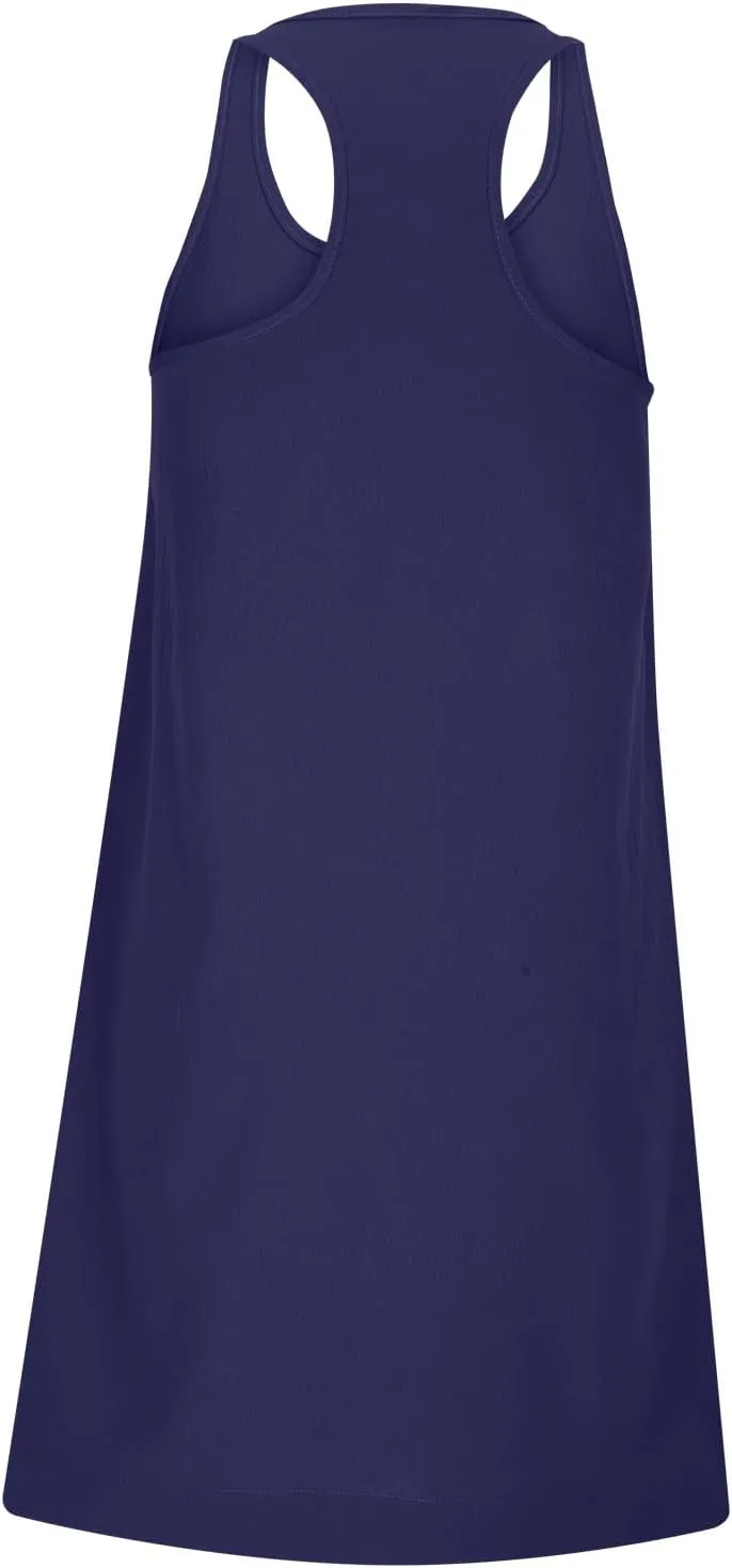 hlysgo Sundresses for Women 2024 Summer Sleeveless Crew Neck Mini Dress Casual Loose Fit Flowy Beach Sundress with Pockets