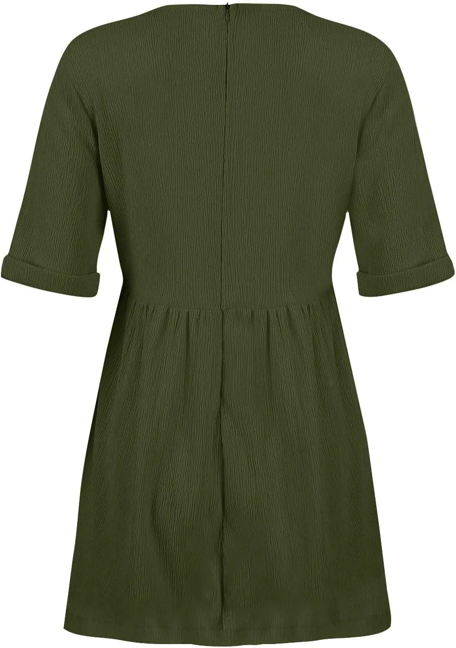 hlysgo Womens Summer Dresses 2024 Casual Loose Fit Short Sleeve V Neck Mini Dress Trendy Vacation Tshirt Dress with Pockets