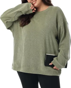 HOdo Women's Plus Size Sweatshirts Oversized Pullover Long Sleeve Tops Crew Neck Sweat Shirt Casual Loose Fitting 1X-5X