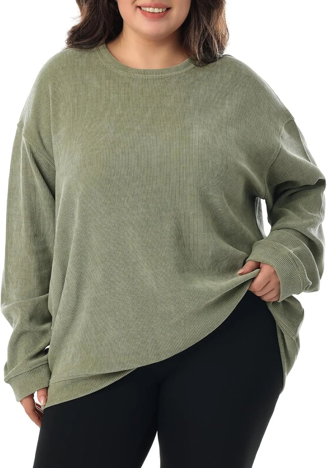 HOdo Women's Plus Size Sweatshirts Oversized Pullover Long Sleeve Tops Crew Neck Sweat Shirt Casual Loose Fitting 1X-5X