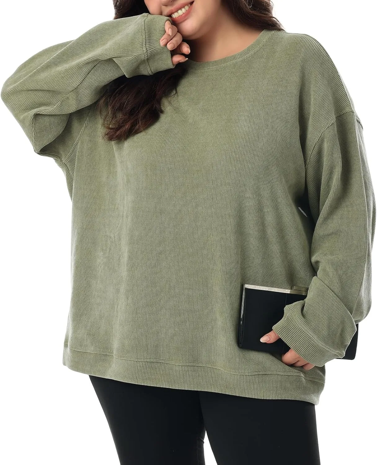 HOdo Women's Plus Size Sweatshirts Oversized Pullover Long Sleeve Tops Crew Neck Sweat Shirt Casual Loose Fitting 1X-5X