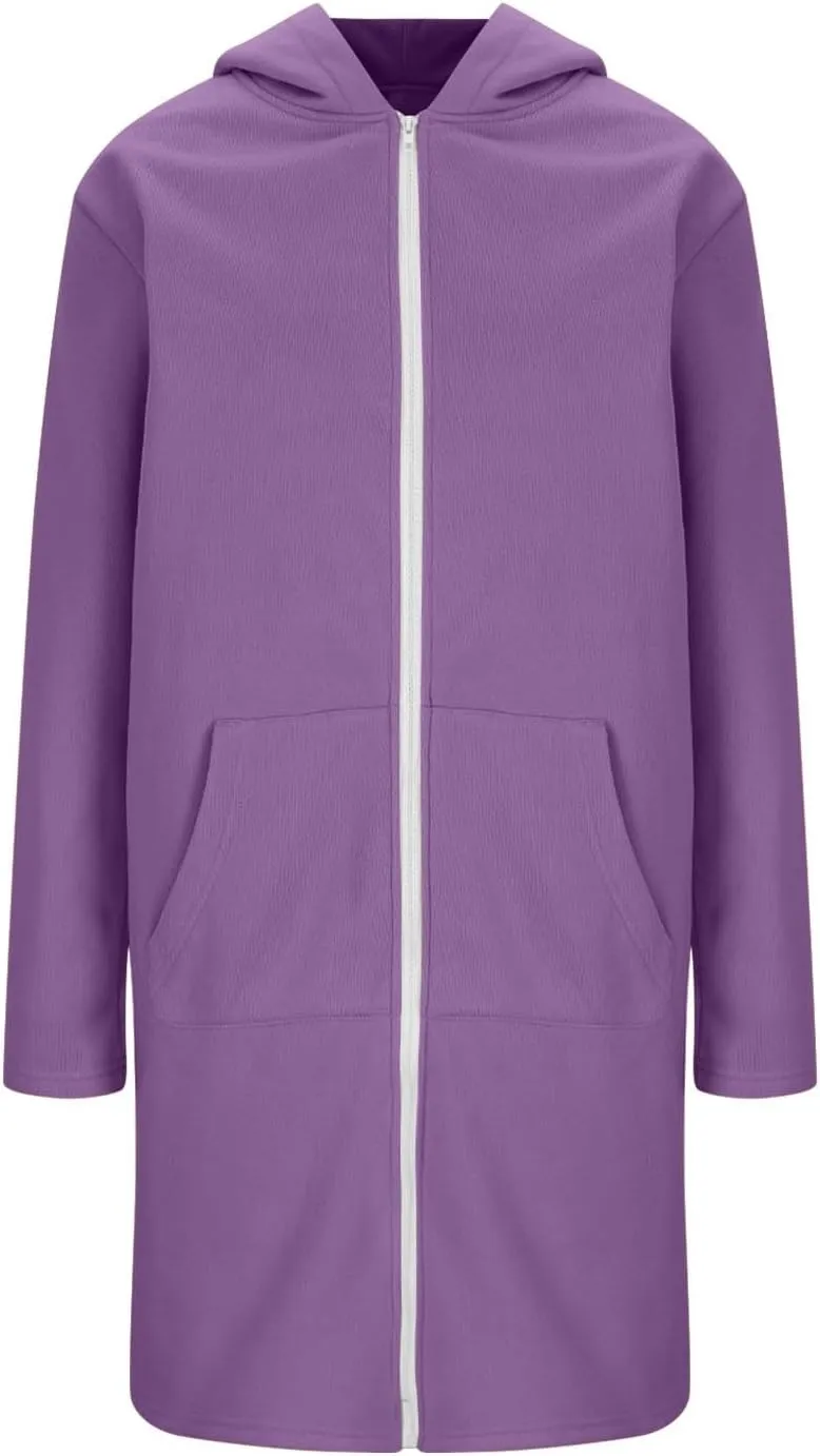 Hoodies for Women Fall Fashion Sweatshirts Casual Lightweight Long Zipper Oversized Full Zip Up Jacket with Pockets