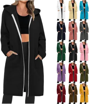 Hoodies for Women Fall Fashion Sweatshirts Casual Lightweight Long Zipper Oversized Full Zip Up Jacket with Pockets