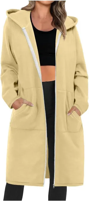 Hoodies for Women Fall Fashion Sweatshirts Casual Lightweight Long Zipper Oversized Full Zip Up Jacket with Pockets