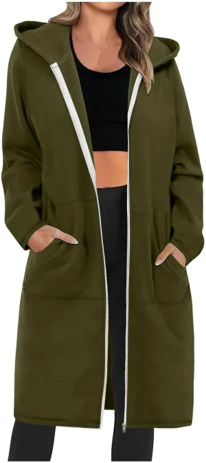 Hoodies for Women Fall Fashion Sweatshirts Casual Lightweight Long Zipper Oversized Full Zip Up Jacket with Pockets
